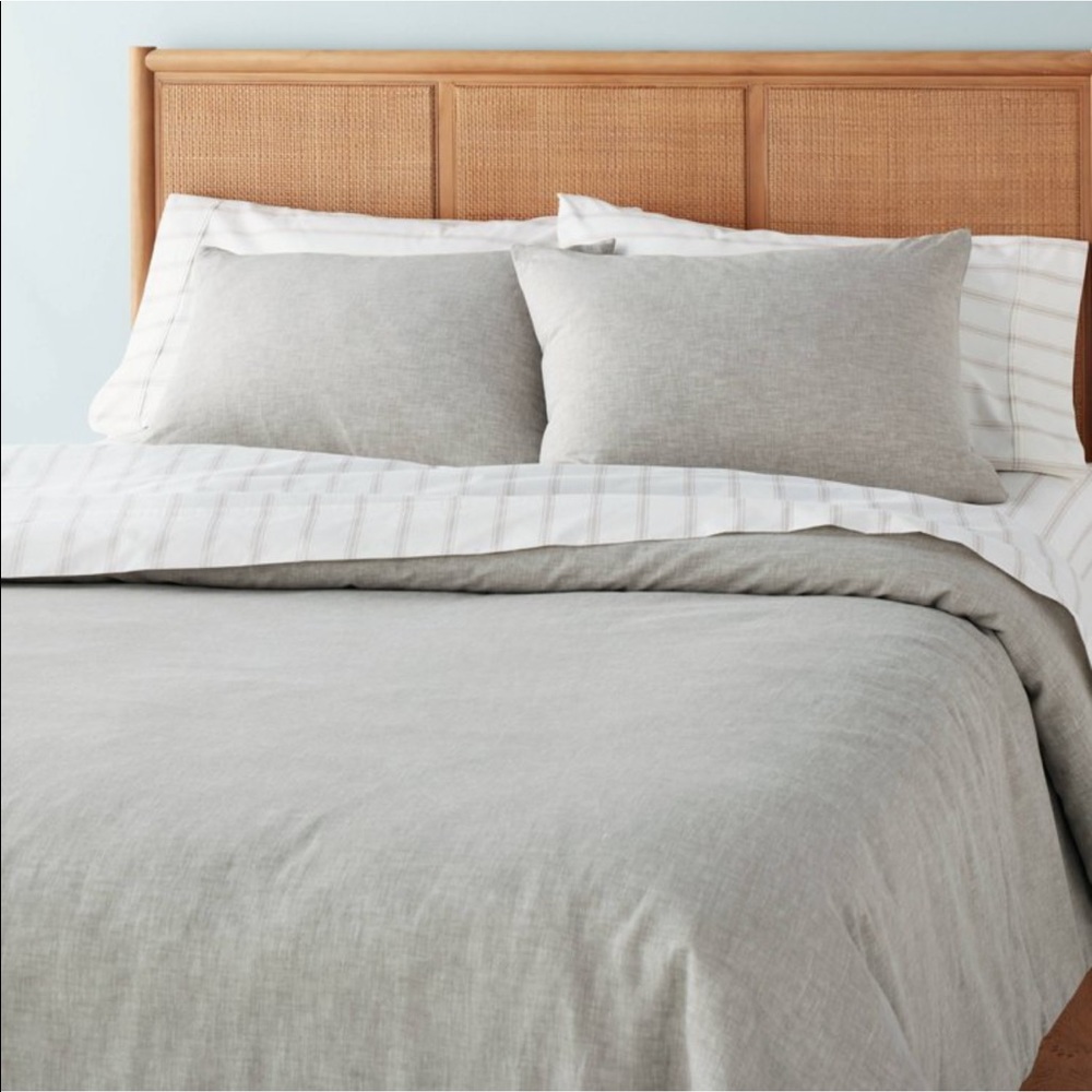 New Hearth & Hand Duvet Cover Linen Blend Set in Jet Gray Full/Queen